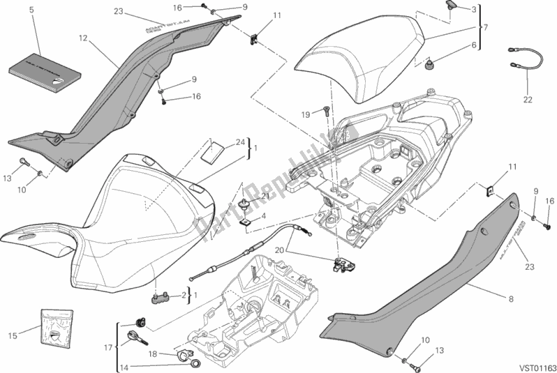 All parts for the Seat of the Ducati Multistrada 1200 ABS USA 2013